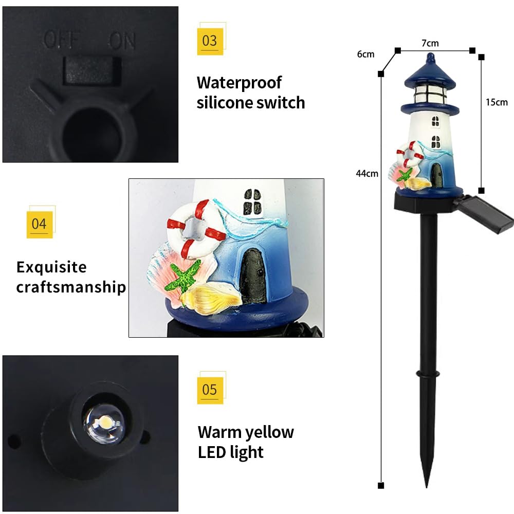 Blue and White Small Lighthouse Resin Floor Lamp A339858