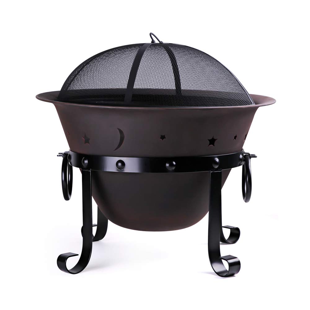 Cast Iron Round Fire Pit with Mesh Screen & Poker Q69128