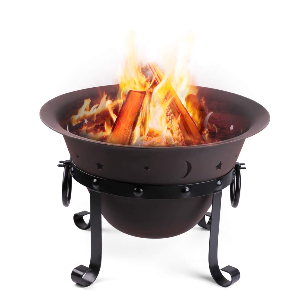 Cast Iron Round Fire Pit with Mesh Screen & Poker Q69128