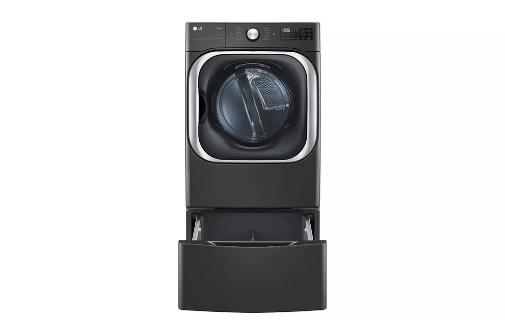 29 in. Laundry Pedestal with Storage Drawer in Black Steel D738