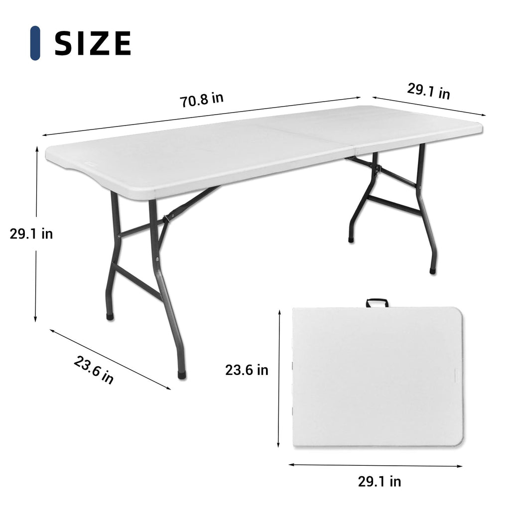 6ft Heavy Duty Foldable Plastic Table with Carrying Handle S8071