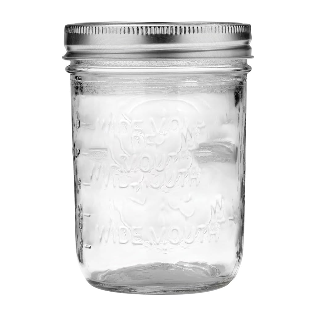16oz Wide Mouth Clear Glass Mason Jars with Lids & Bands O54449