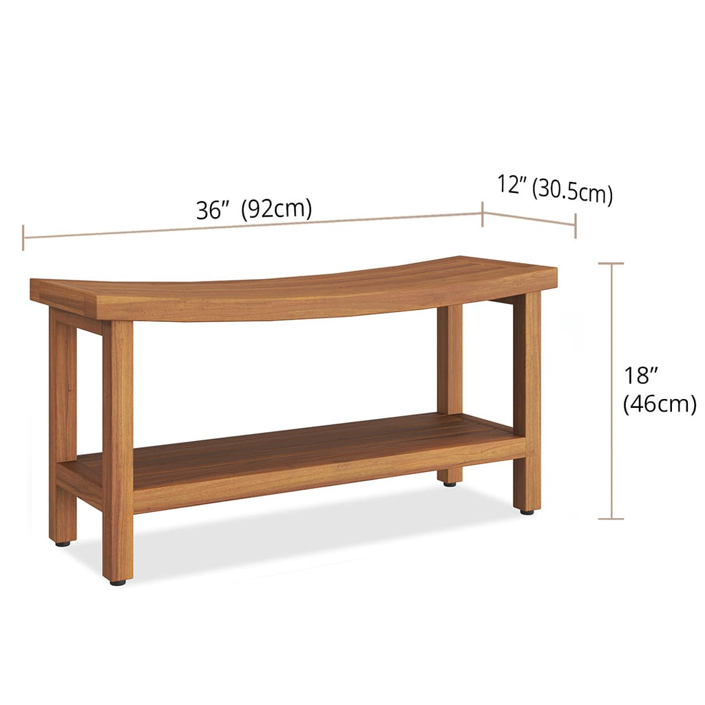 36" Teak Shower Bench with Shelf J6868