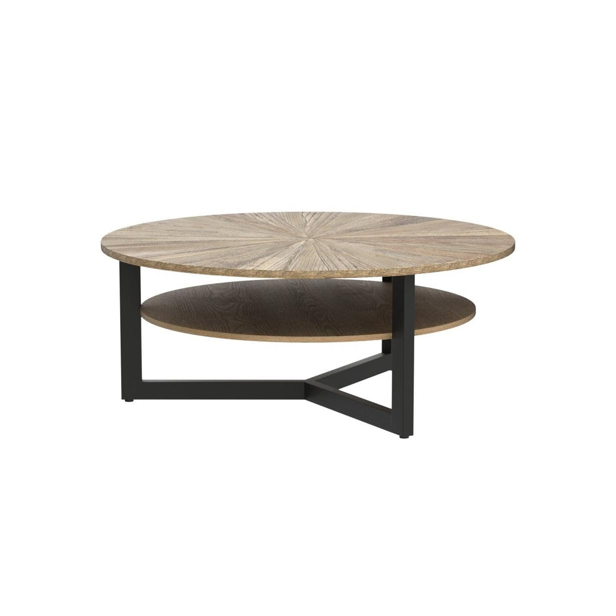 33.5" Round 2-Tier Wood Coffee Table with Storage F298529