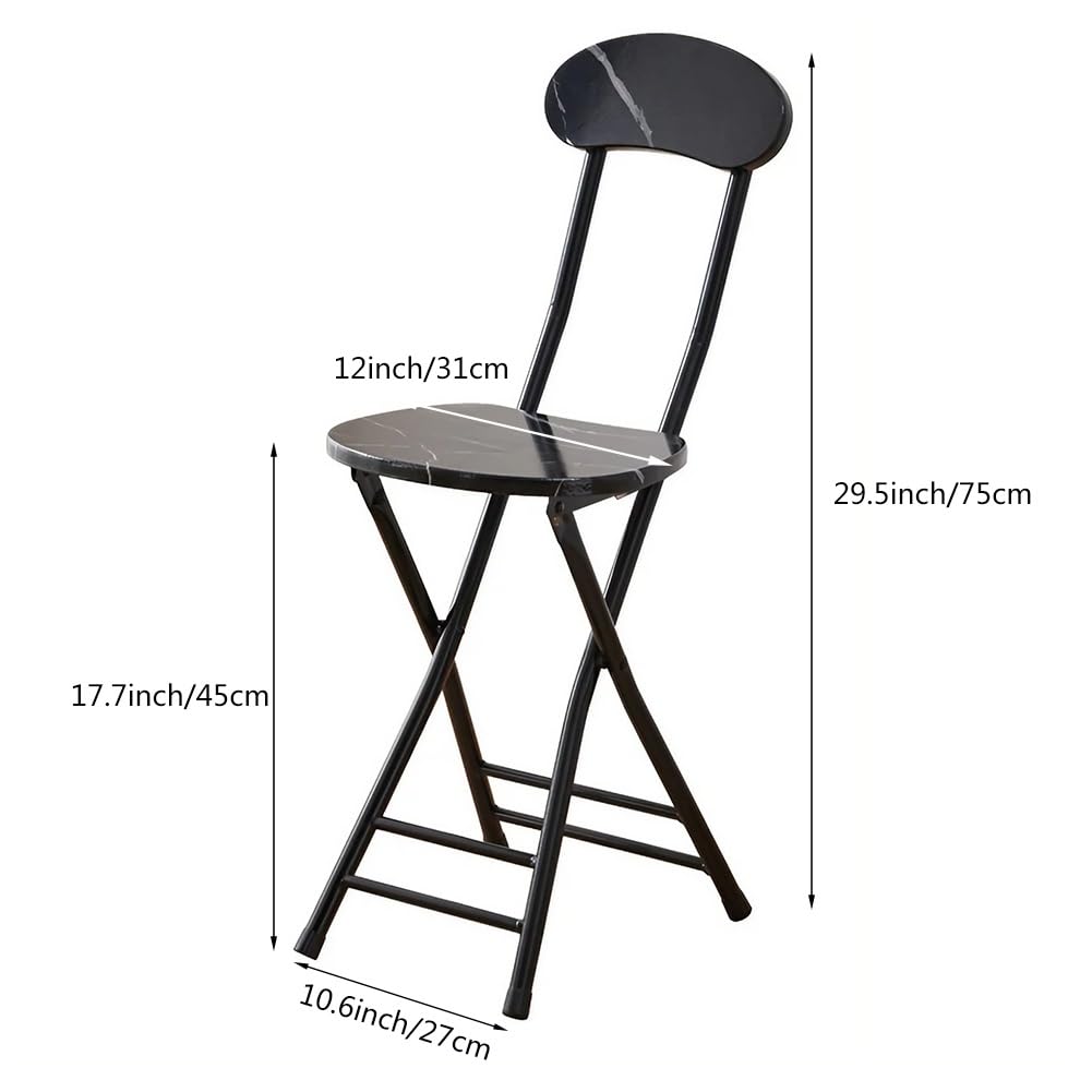 Folding Bar Stool with Backrest, 17.7inch Black S462561
