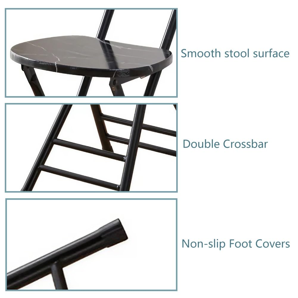 Folding Bar Stool with Backrest, 17.7inch Black S462561