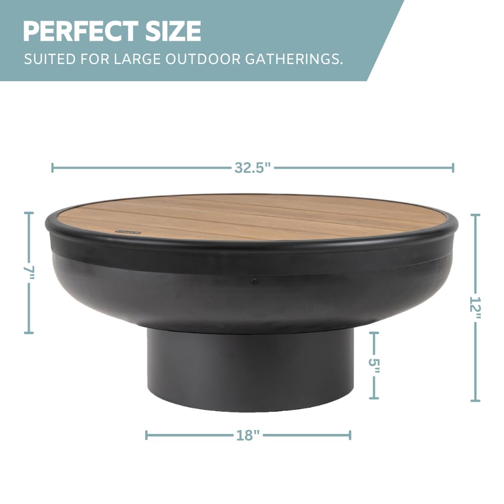 32 Inch Round Wood Burning Fire Pit Table with Grill W23037