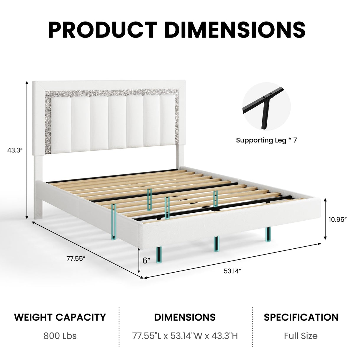 Full Floating Bed Frame with LED Lights T5205
