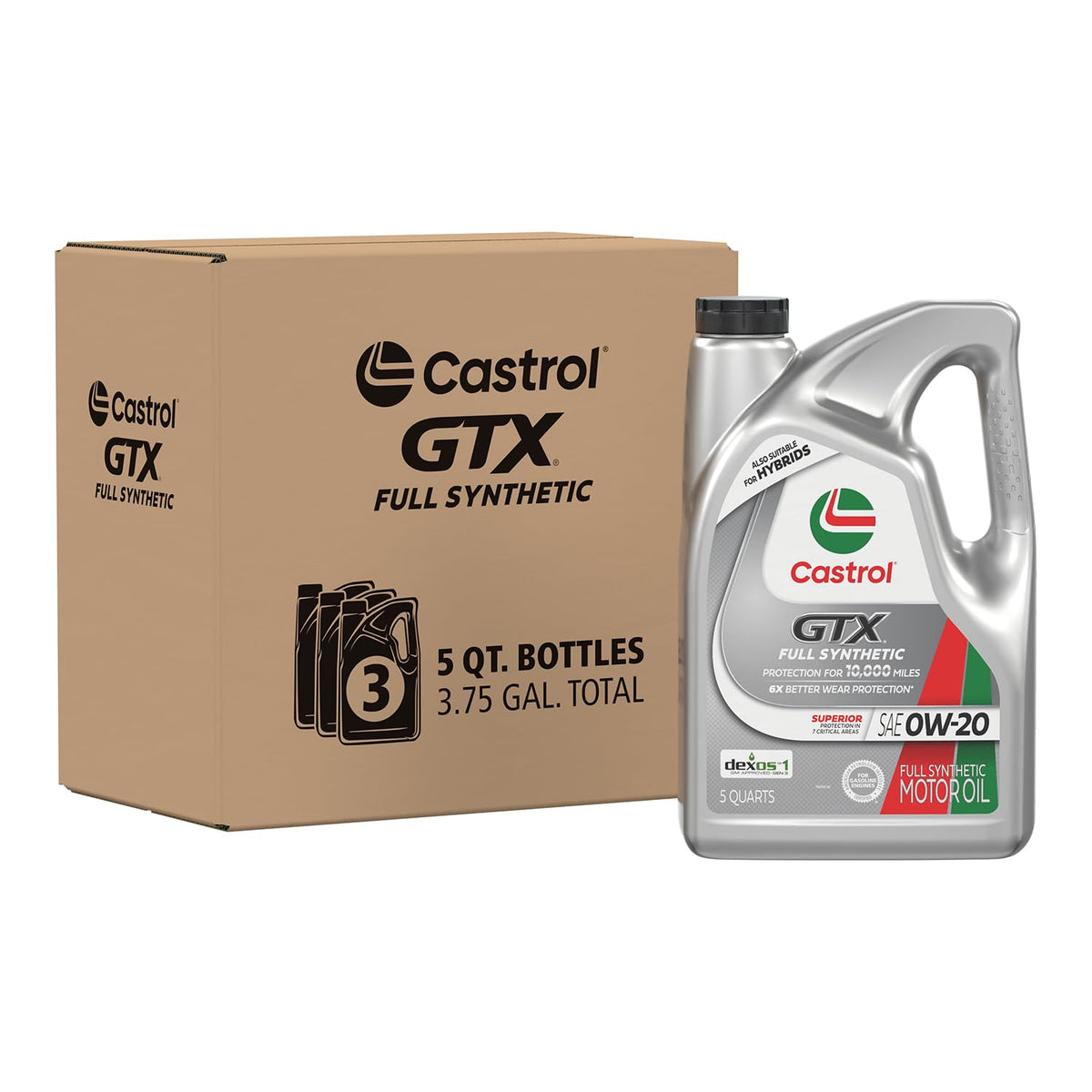 Full Synthetic 0W-20 Motor Oil, 5 Quarts, Pack of 3 L553706