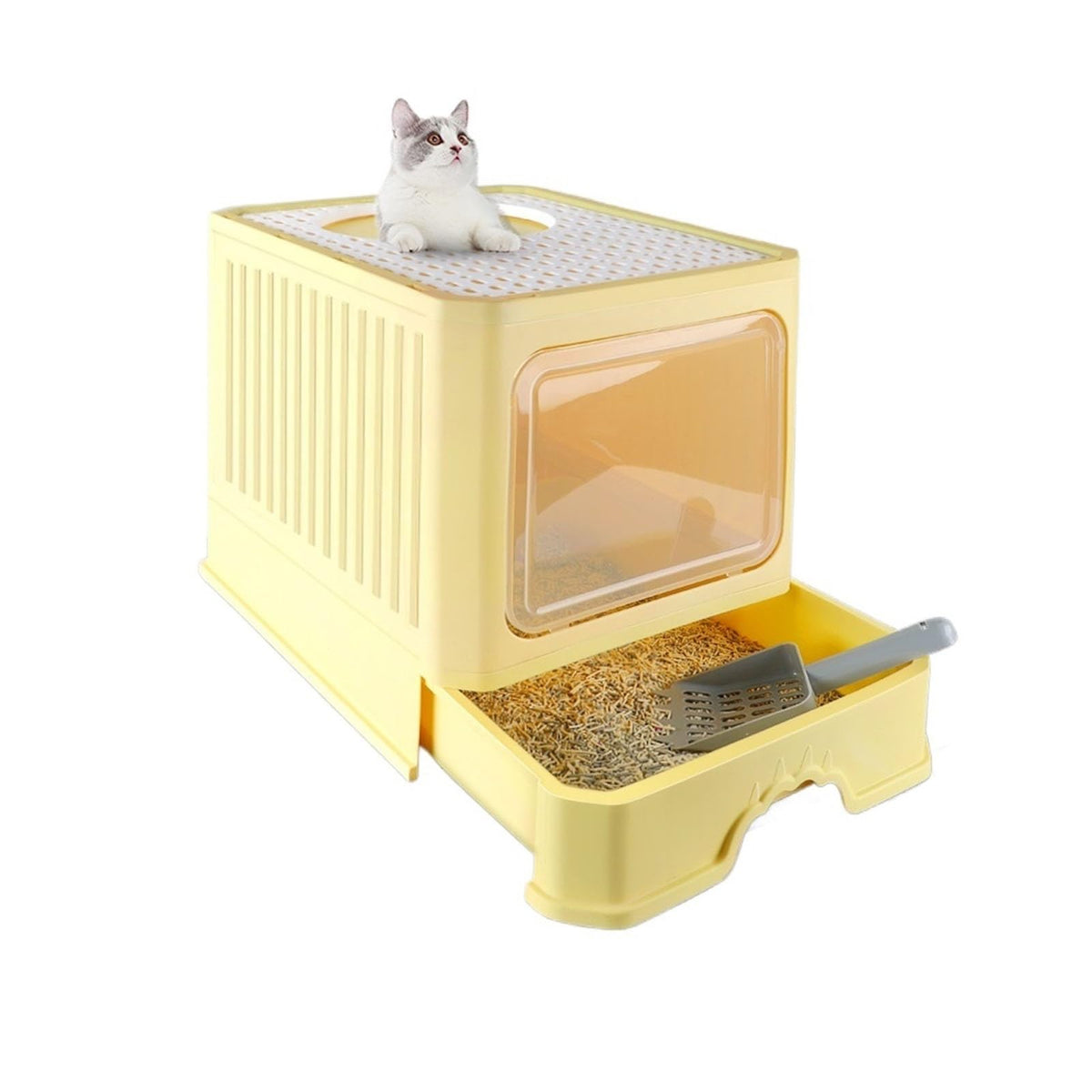 Foldable Enclosed Cat Litter Box with Lid F896