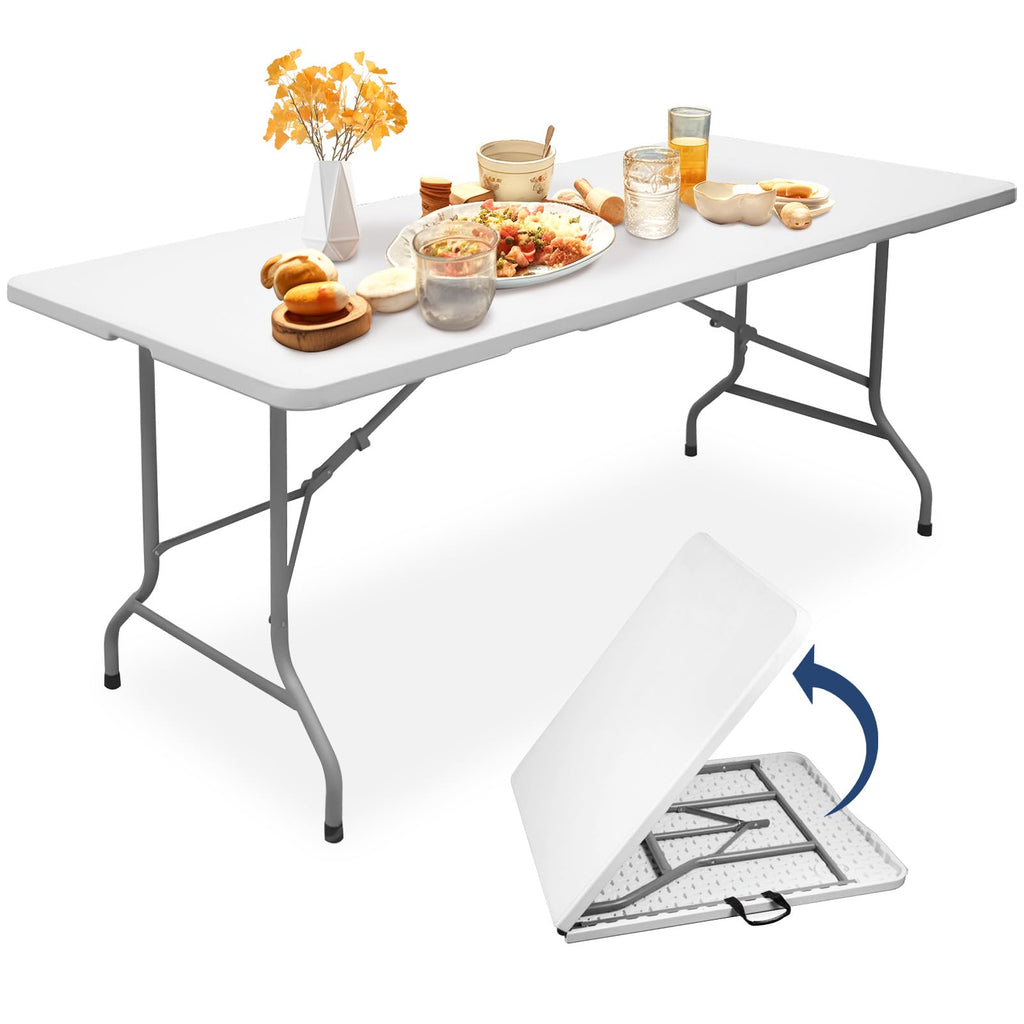 6ft Heavy Duty Foldable Plastic Table with Carrying Handle S8071