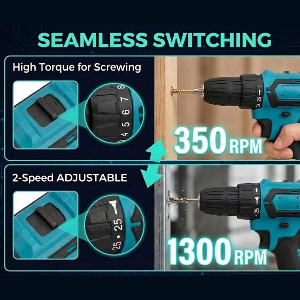 21V Cordless Drill Set with 2 Batteries and Charger L672155