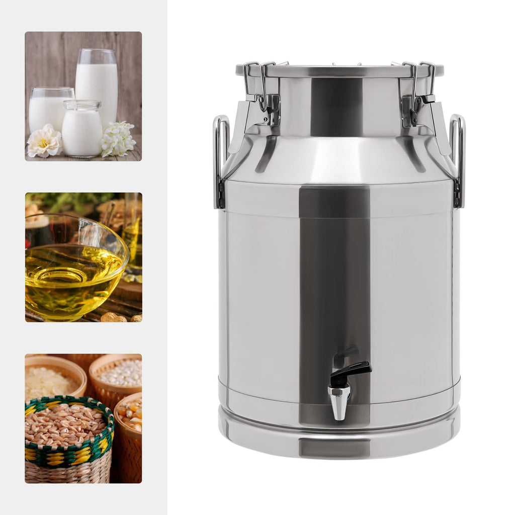 30L Stainless Steel Milk Can with Handle Sealed Lid and Faucet U265609