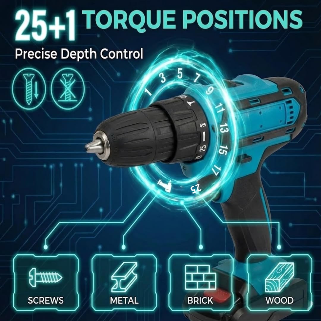 21V Cordless Drill Set with 2 Batteries and Charger L672155