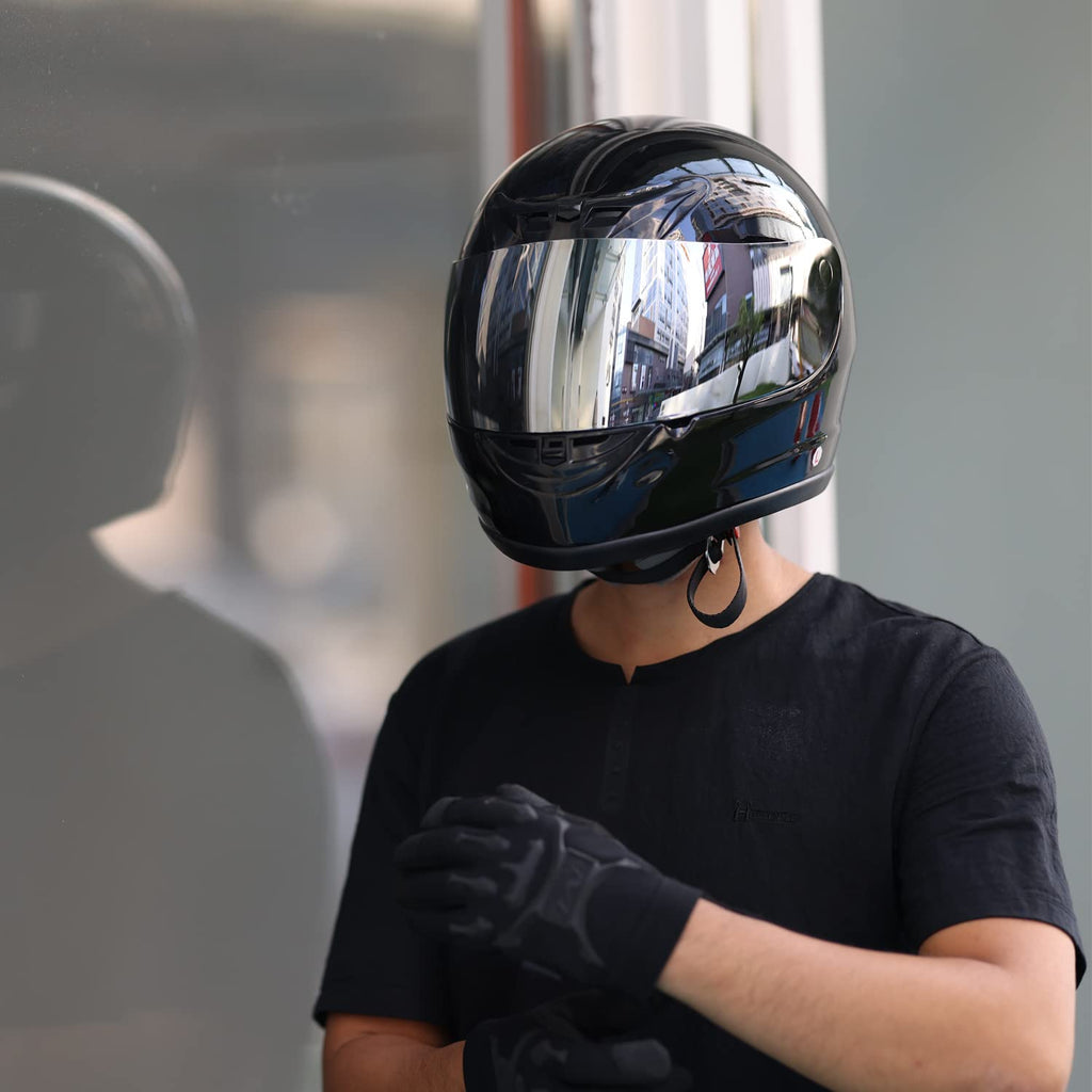 Gloss Black Full Face Motorcycle Helmet J118915
