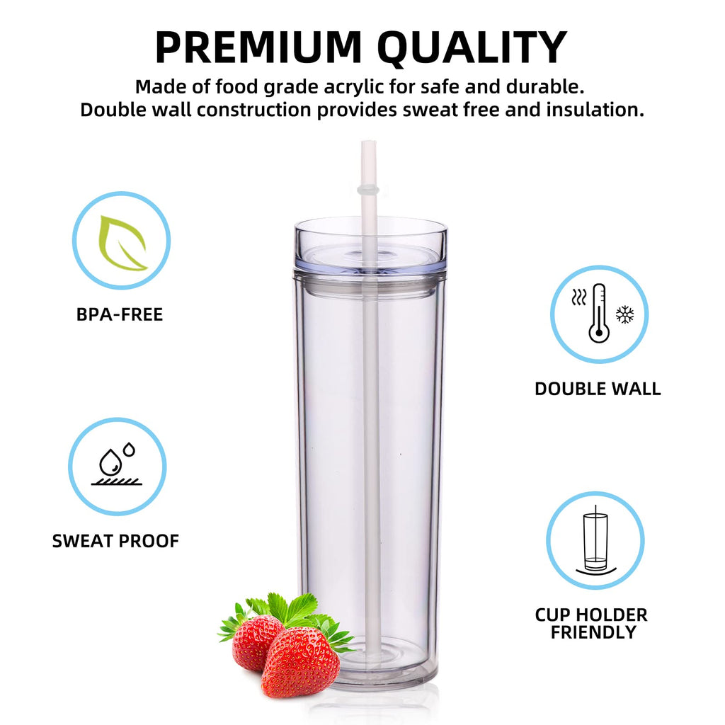 20oz Double Wall Plastic Tumbler with Lid and Straw V465