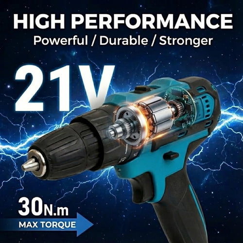 21V Cordless Drill Set with 2 Batteries and Charger L672155