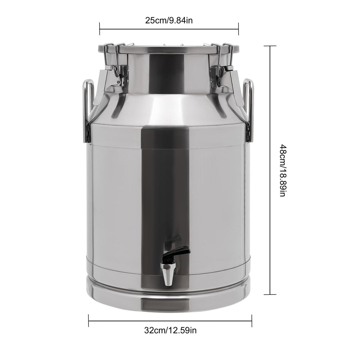 30L Stainless Steel Milk Can with Handle Sealed Lid and Faucet U265609