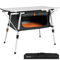 Adjustable Height Folding Camping Table with Storage U587872