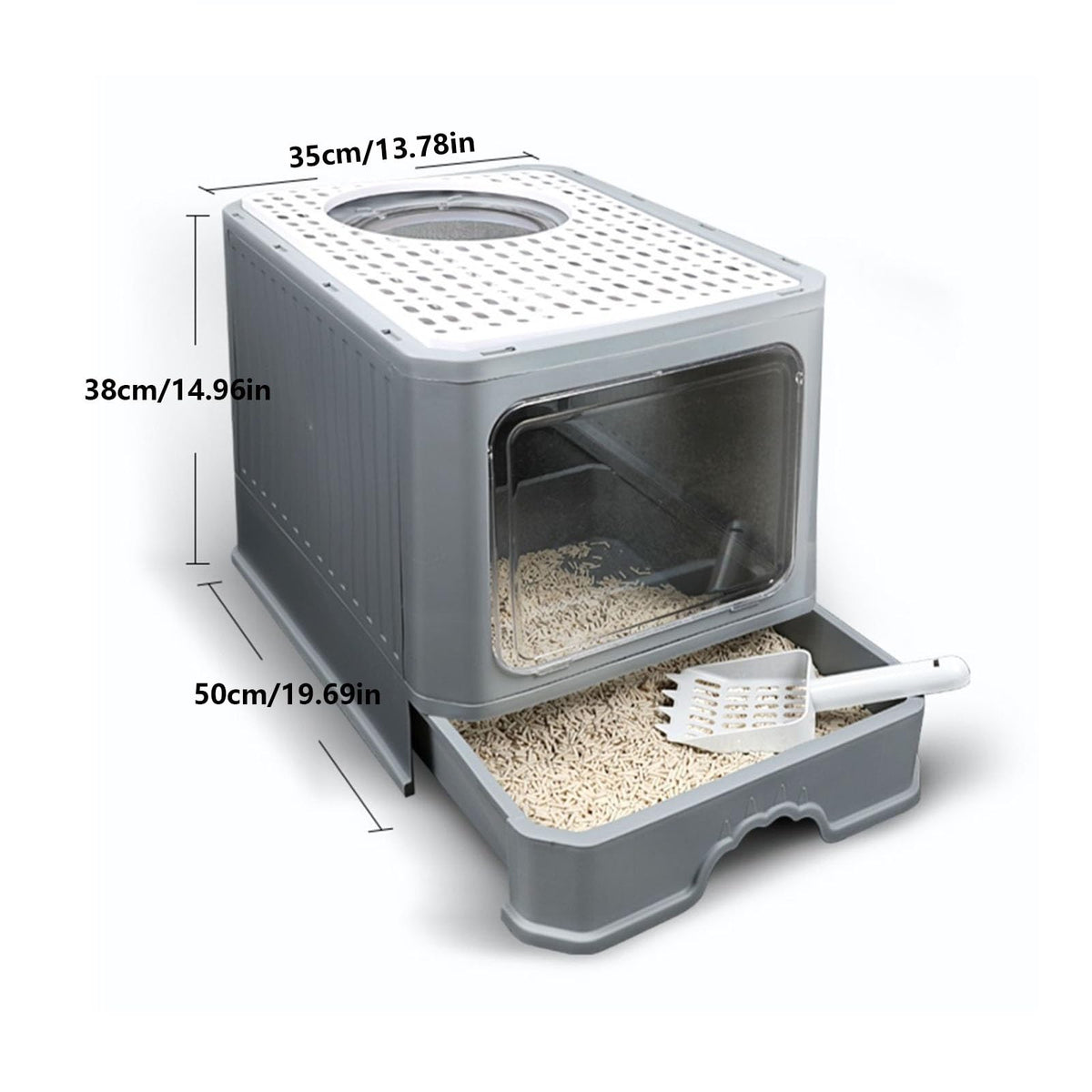 Foldable Enclosed Cat Litter Box with Lid F896