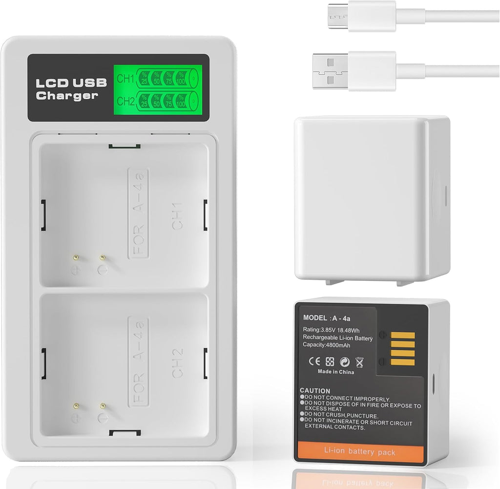 LCD Dual Charger with 2-Pack Batteries 3.85V 4800mAh T156