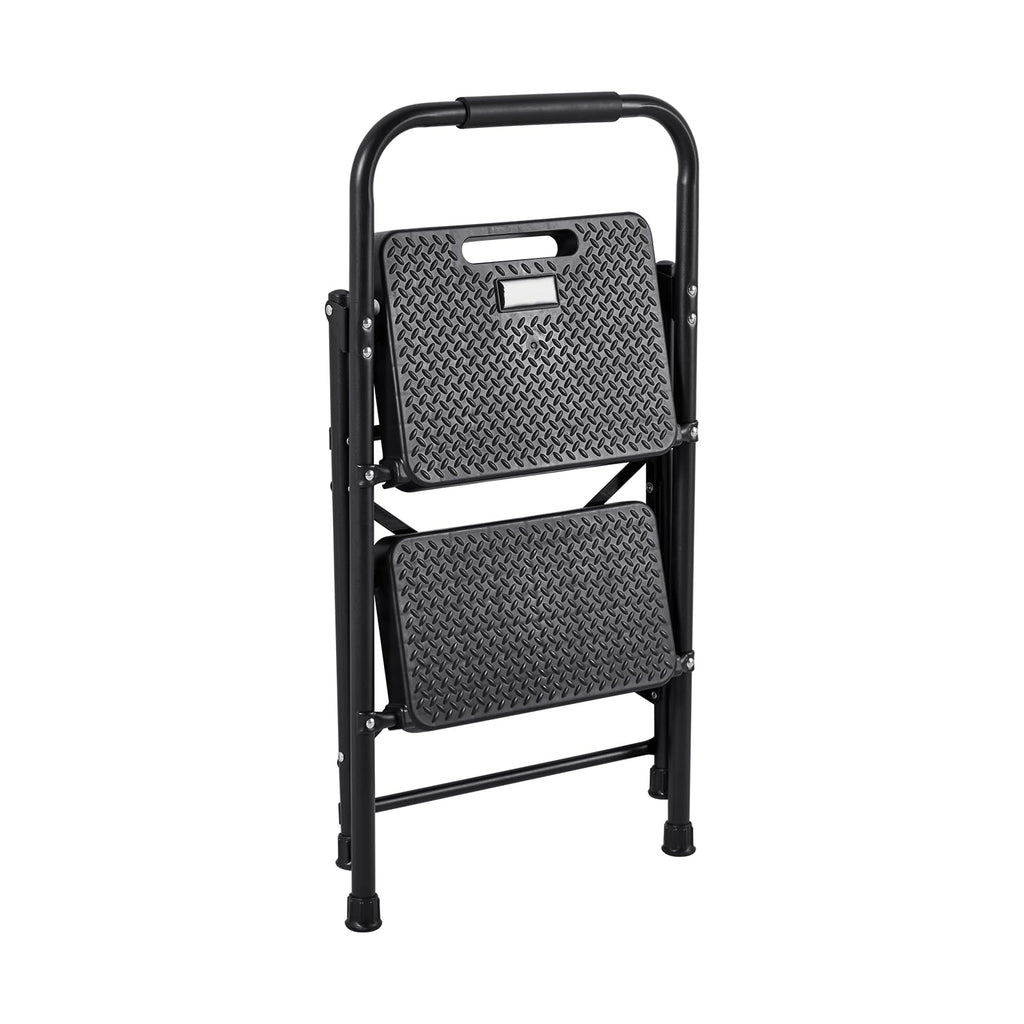 2 Step Folding Steel Ladder 600 lbs Capacity Black R52957