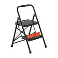 2 Step Folding Steel Ladder 600 lbs Capacity Black R52957
