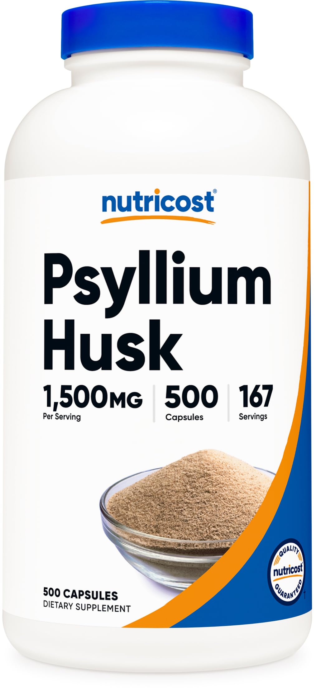 Psyllium Husk 1500mg 500 Capsules Gluten Free X6232