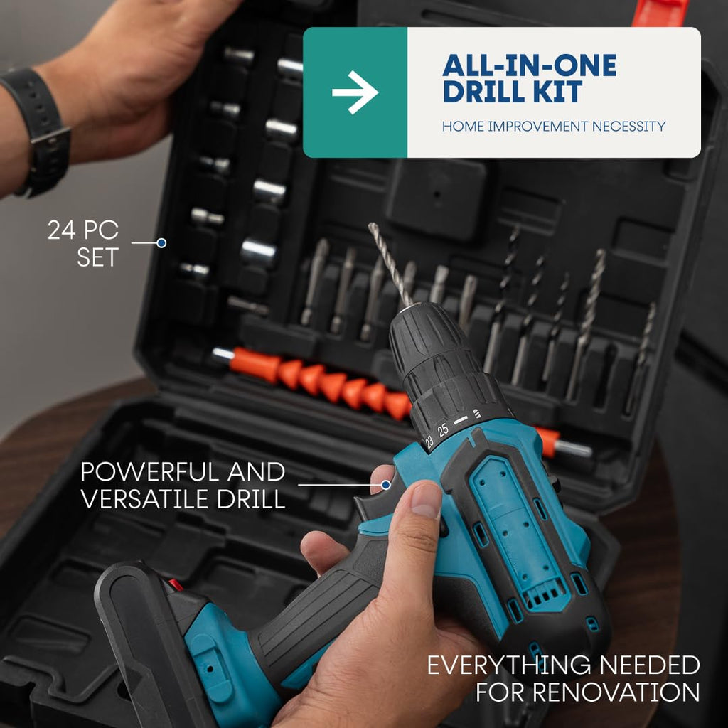 21V Cordless Drill Set with 2 Batteries and Charger L672155