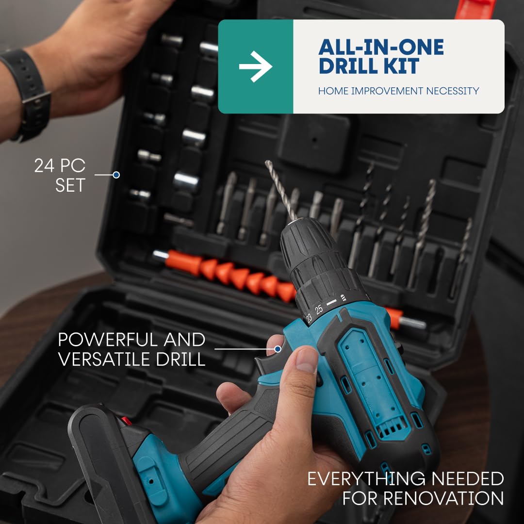21V Cordless Drill Set with 2 Batteries and Charger L672155
