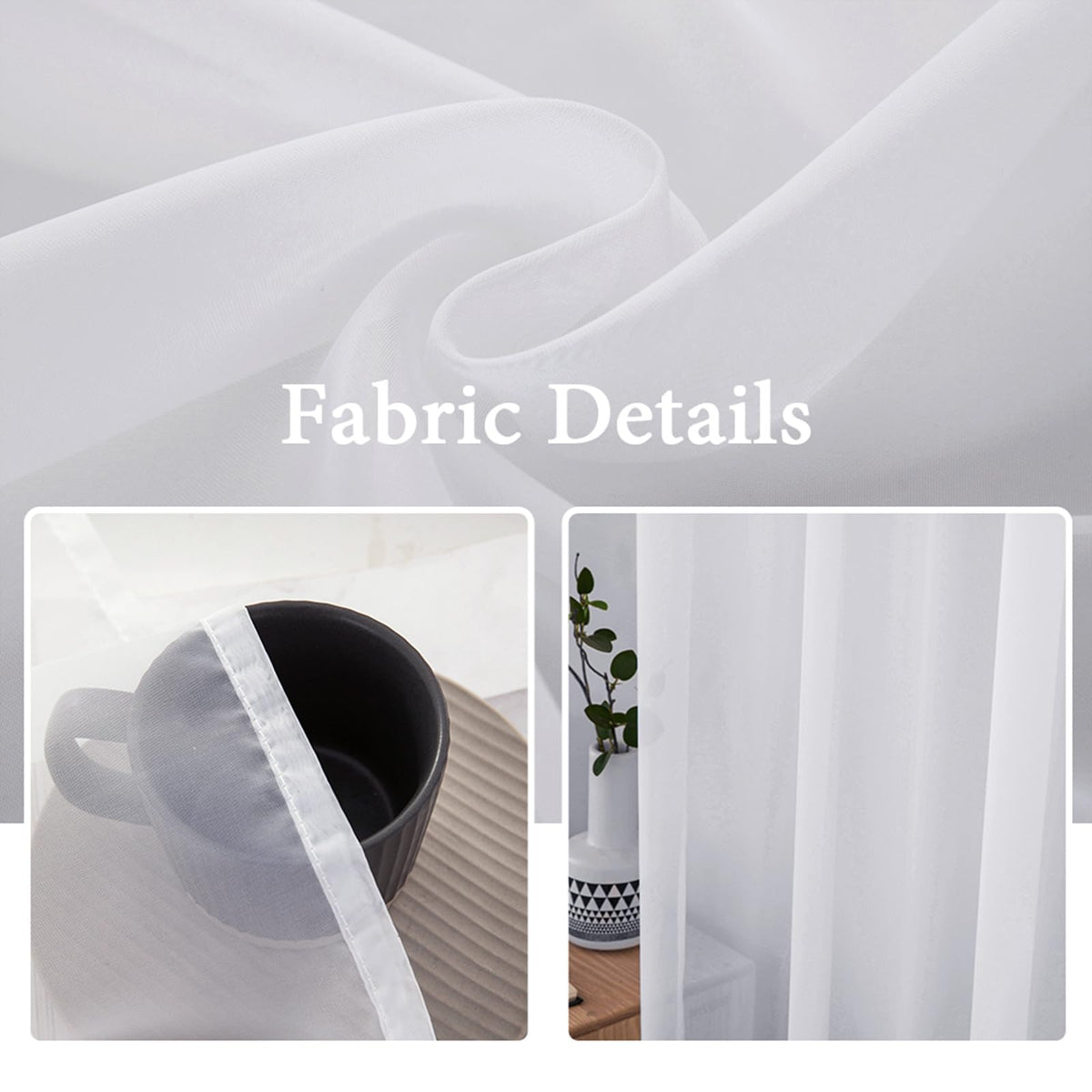 White 25 x 72 Inches Sidelight Sheer Curtains S43363