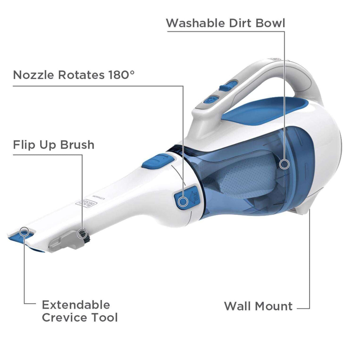 Cordless Handheld Vacuum with Rotating and Extendable Nozzle P930733