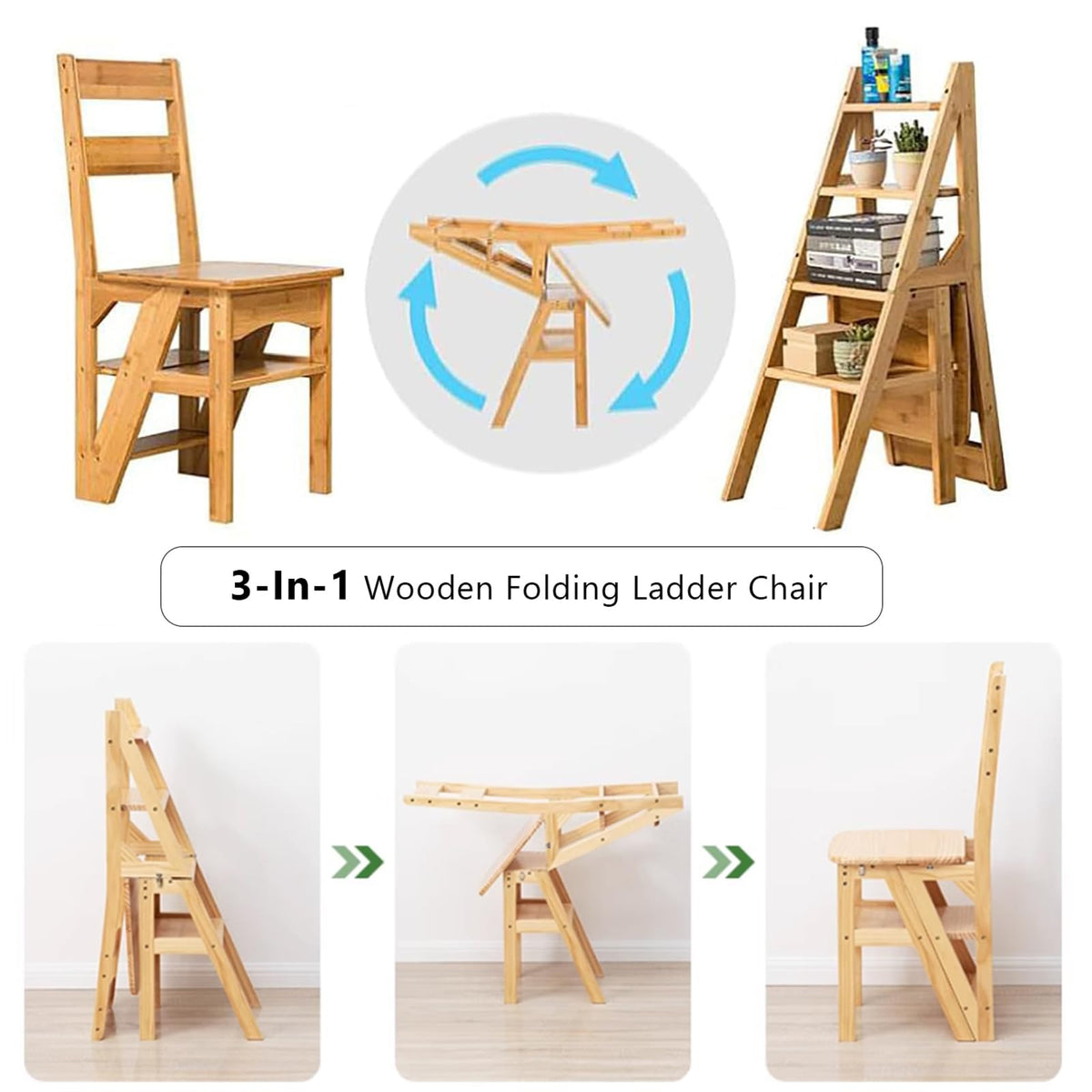 Solid Wood Folding Ladder Chair W423095