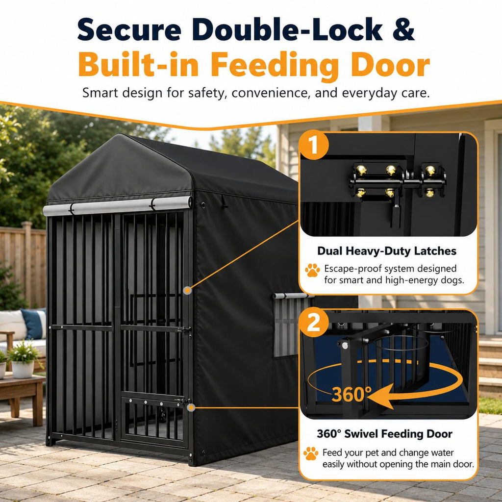 8x4 FT Heavy Duty Outdoor Dog Kennel with Full Cover R2129