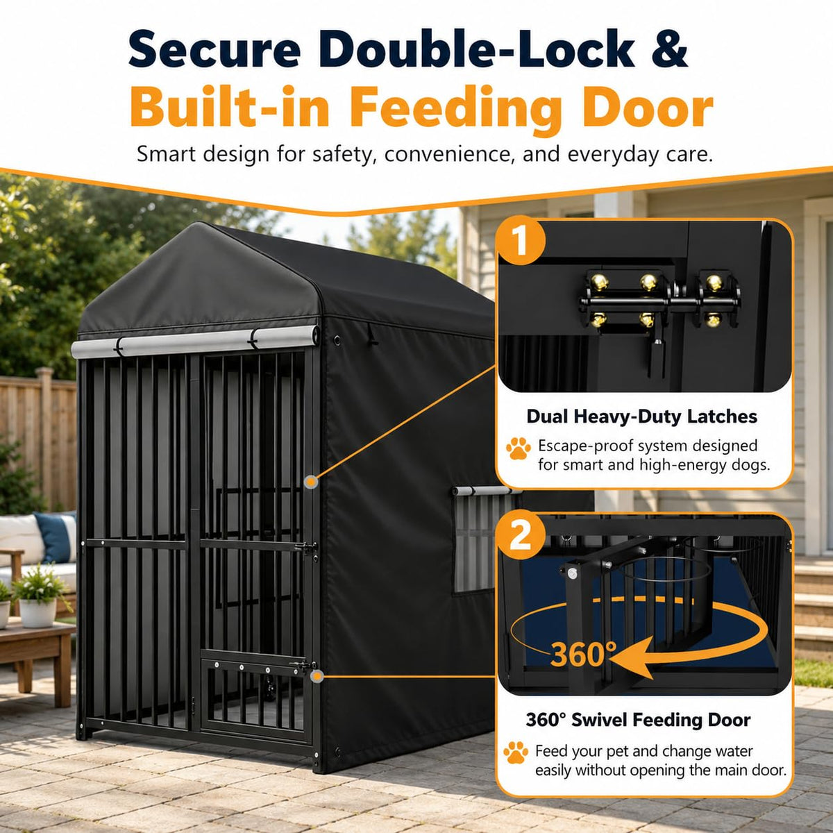 8x4 FT Heavy Duty Outdoor Dog Kennel with Full Cover R2129