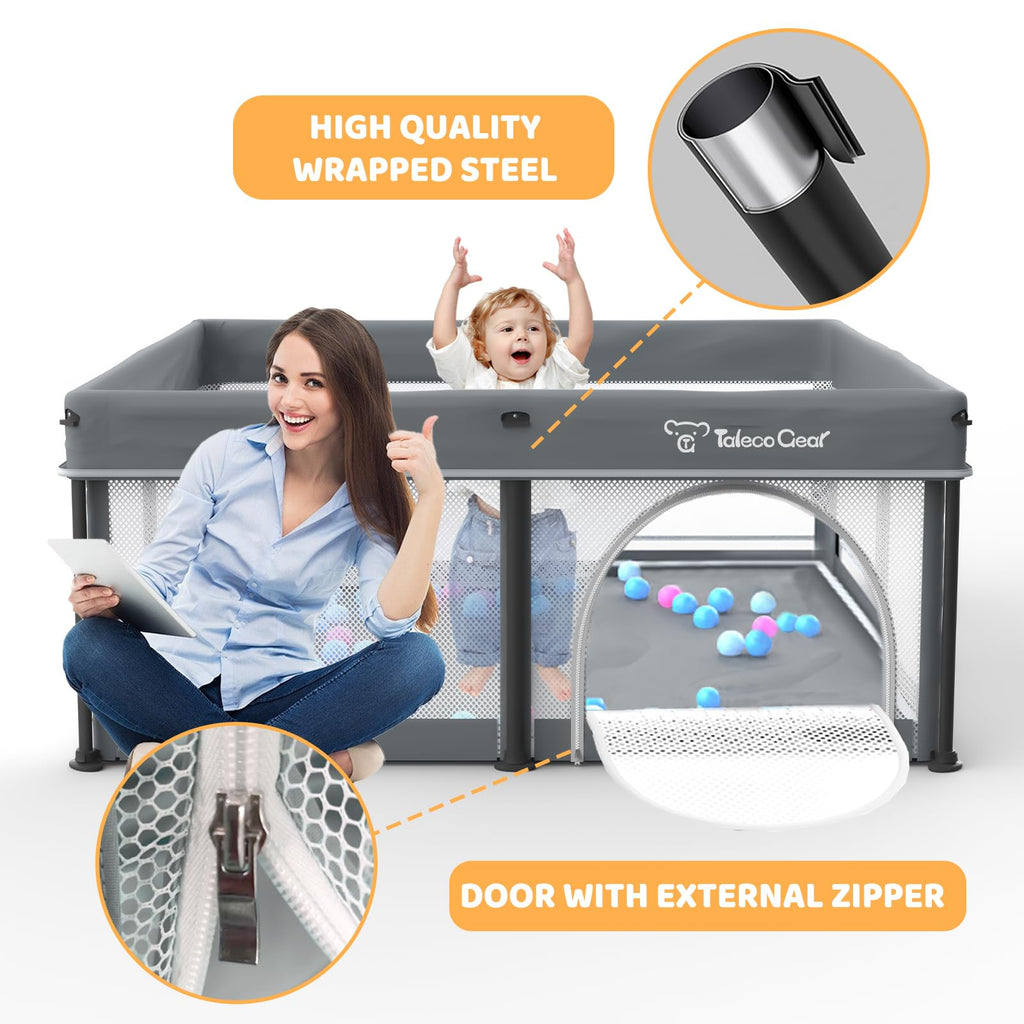 Foldable Baby Play Pen with Mat and Gate E292