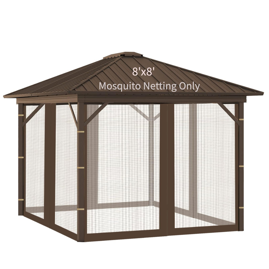 Replacement Gazebo Mosquito Netting 8x8x7 FT Brown V62390