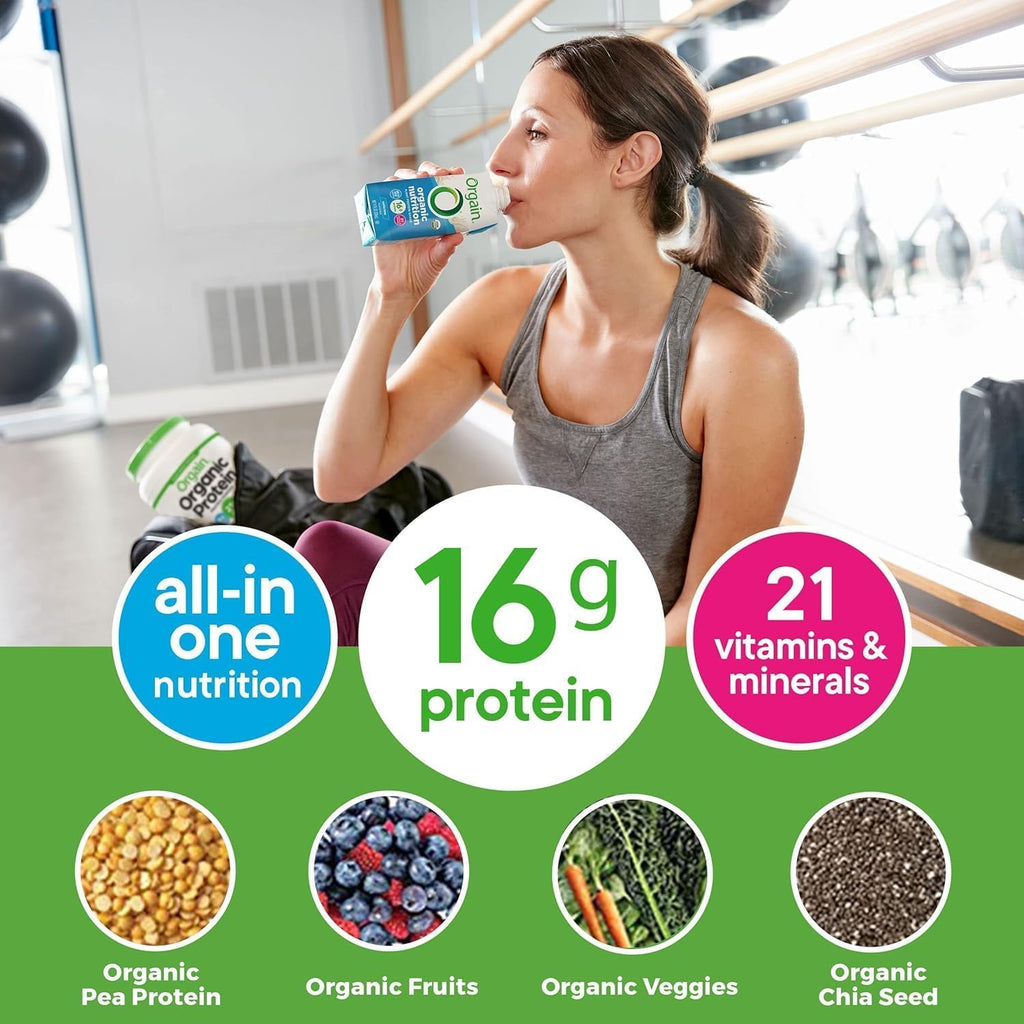 Organic Vegan Protein Shake Smooth Chocolate & Vanilla Bean 16g 11 Fl Oz Z923