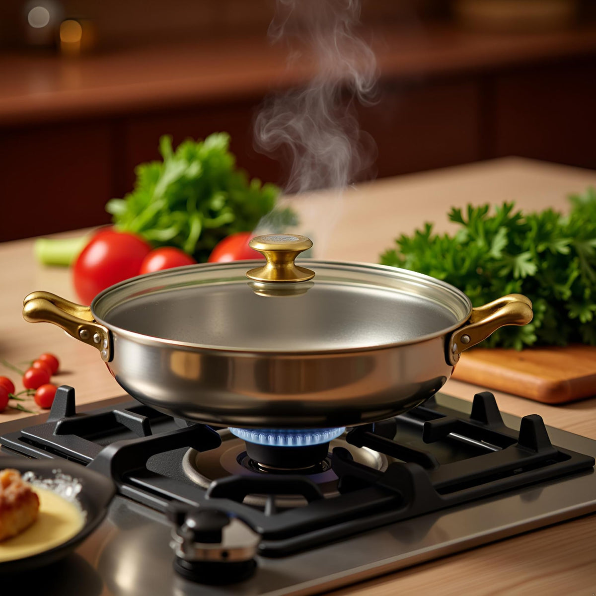 10" Tempered Glass Lid with Steam Vent & Stainless Steel Rim E693