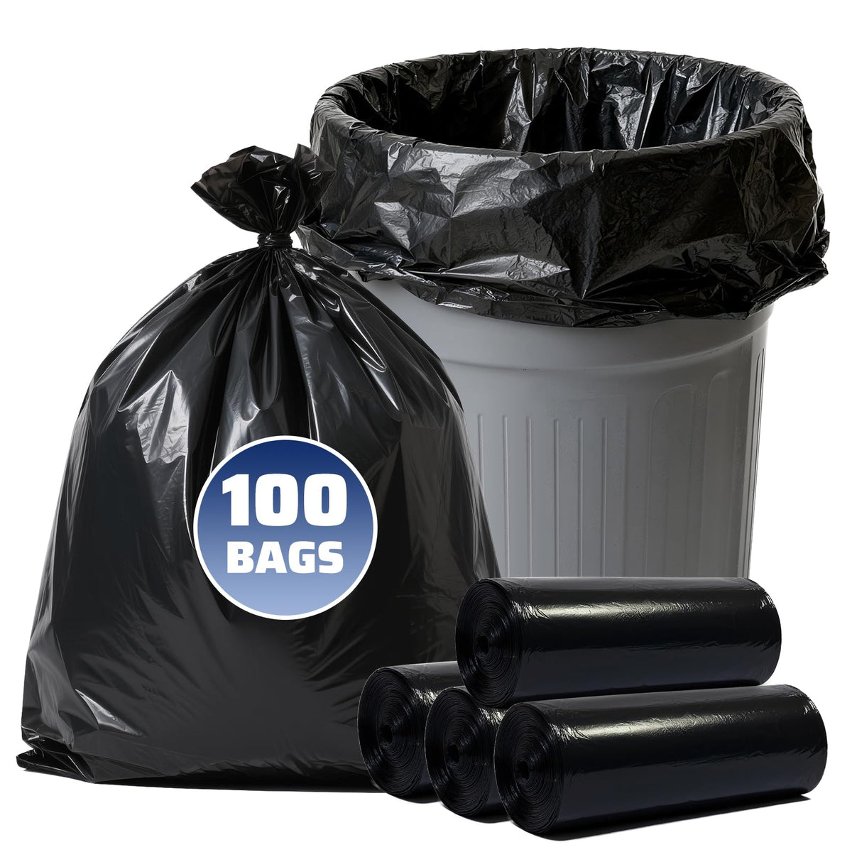40-45 Gallon 100 Count 21 Micron HDPE Trash Bags N74296