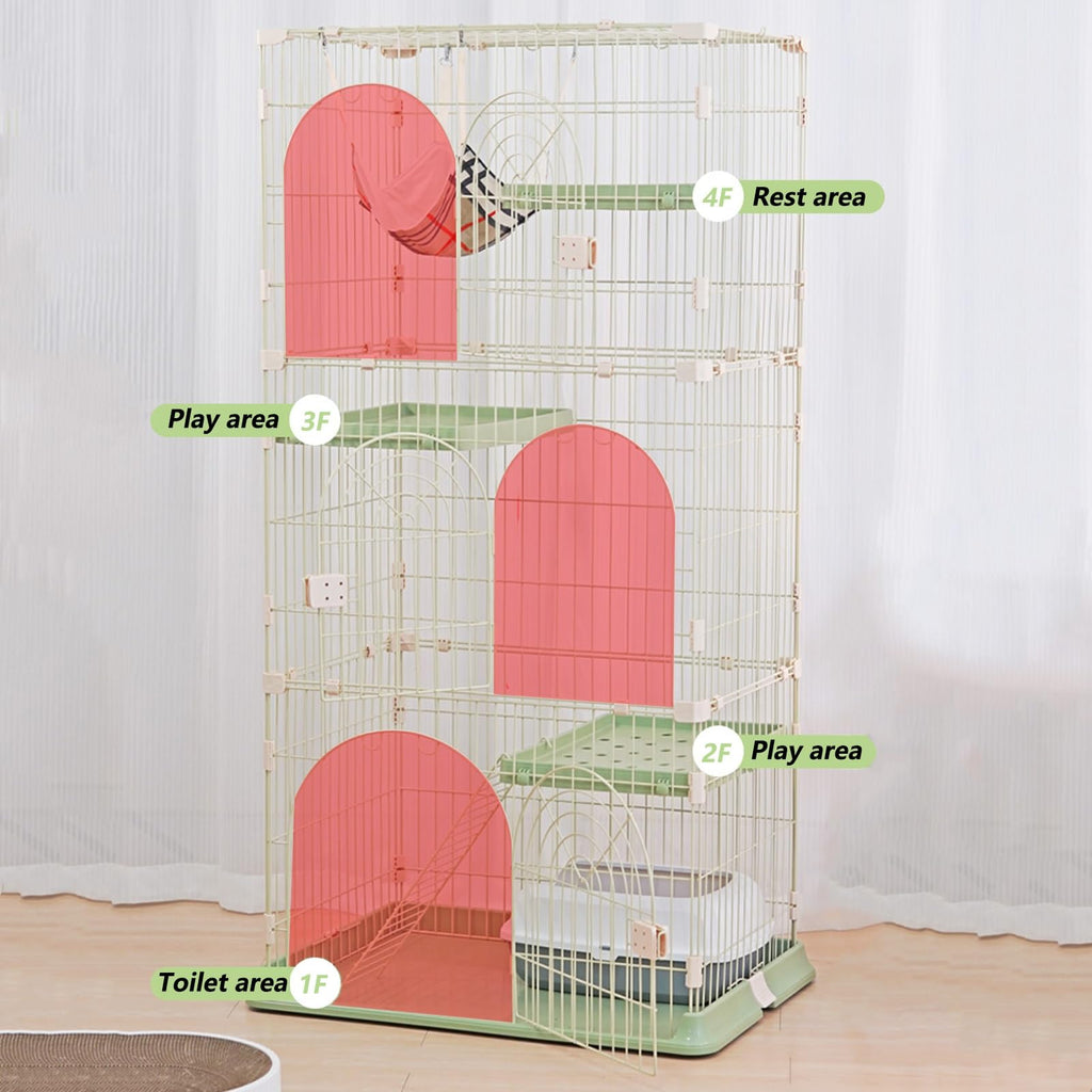 3/4-Tier Cat Cage Playpen with Hammock D713