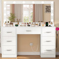 White Vanity Desk with 12 LED Lights and 7 Drawers X933