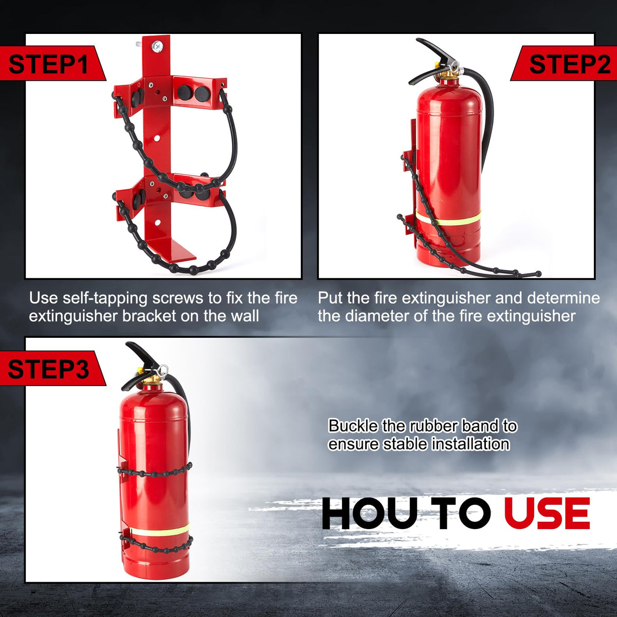4 Pcs Fire Extinguisher Bracket, 2.5 Lb and 5 Lb, Red R84522
