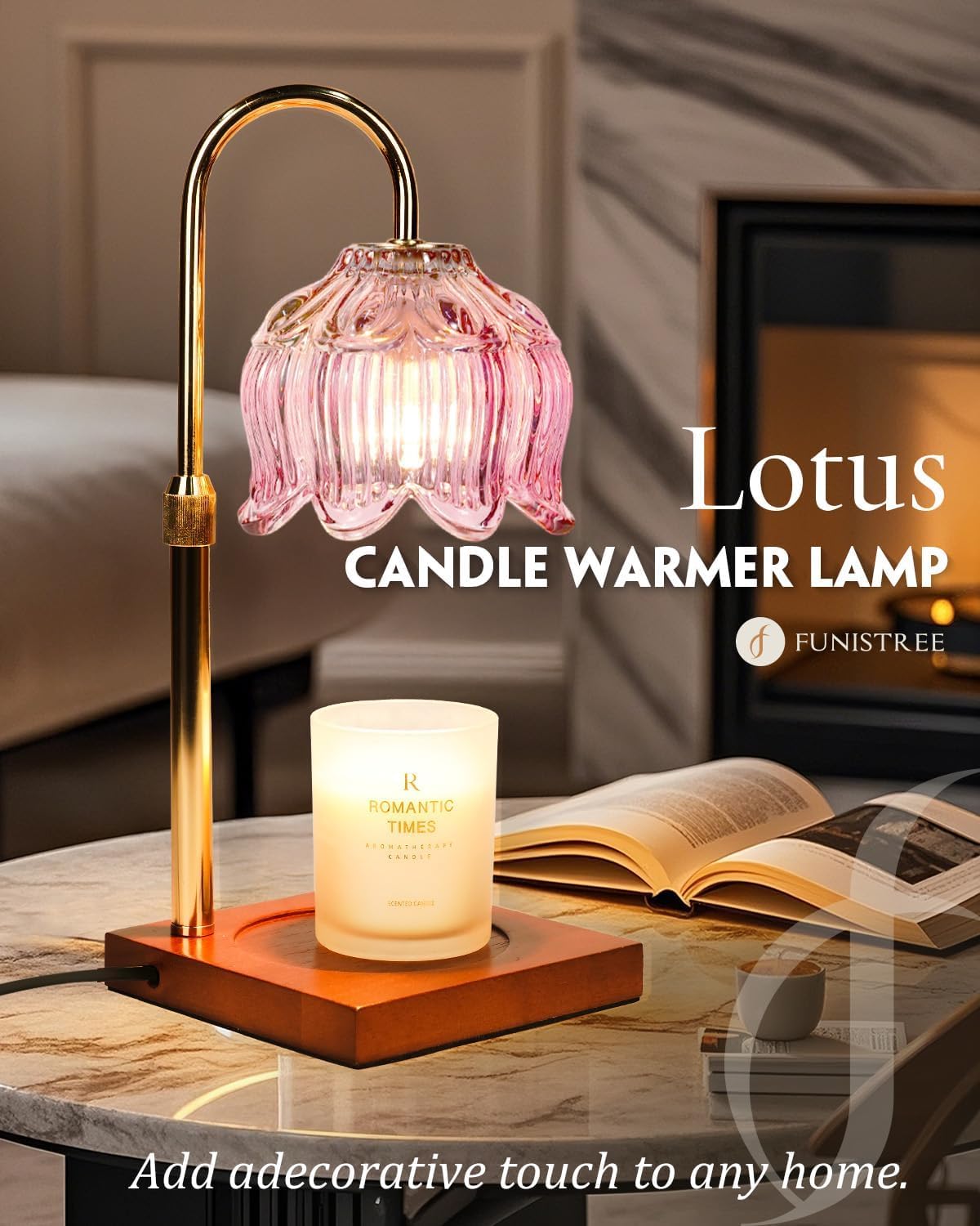 Pink Candle Warmer Lamp with Timer & Dimmer I4584