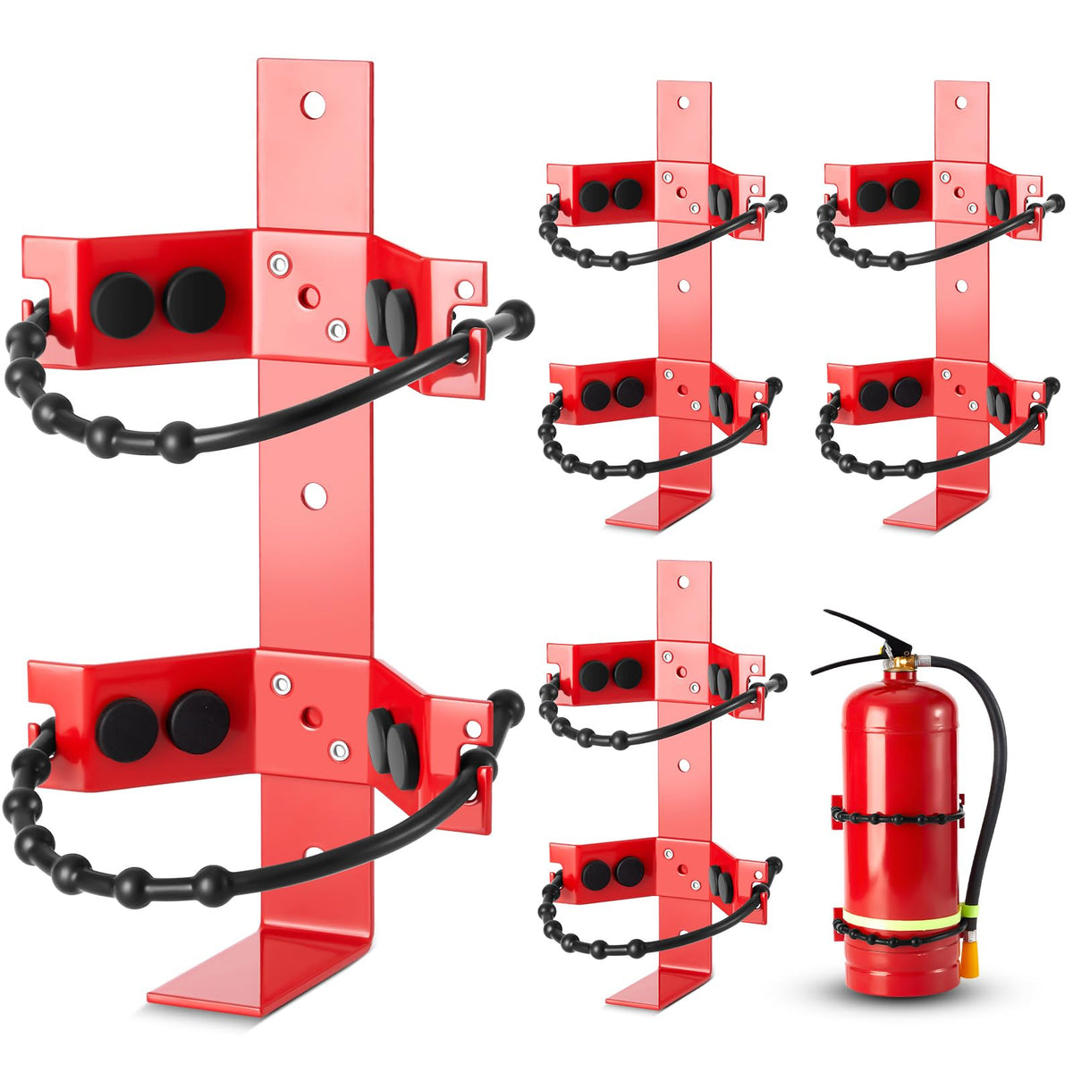 4 Pcs Fire Extinguisher Bracket, 2.5 Lb and 5 Lb, Red R84522