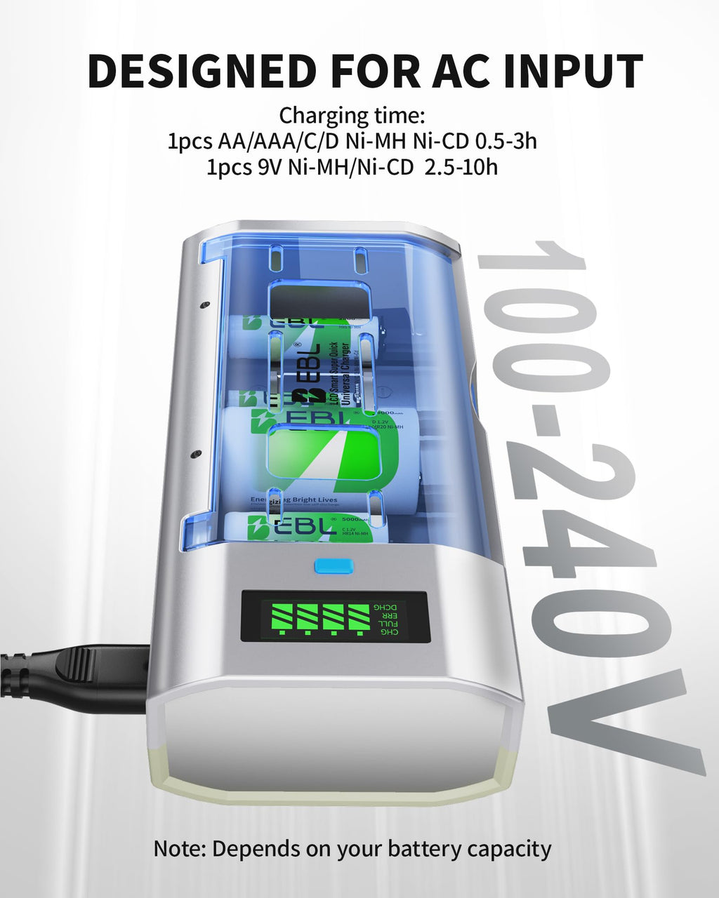 Rechargeable Batteries and Universal Battery Charger W408