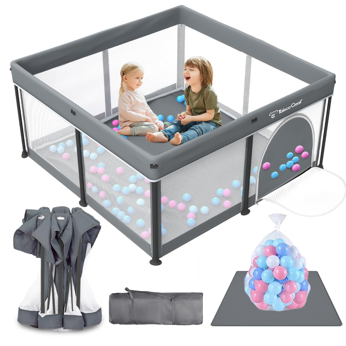 Foldable Baby Play Pen with Mat and Gate E292