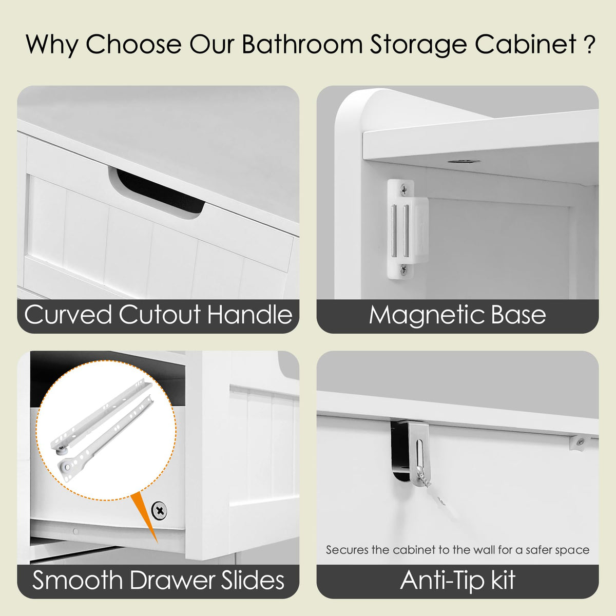 67" H Tall White Bathroom Storage Cabinet O4554