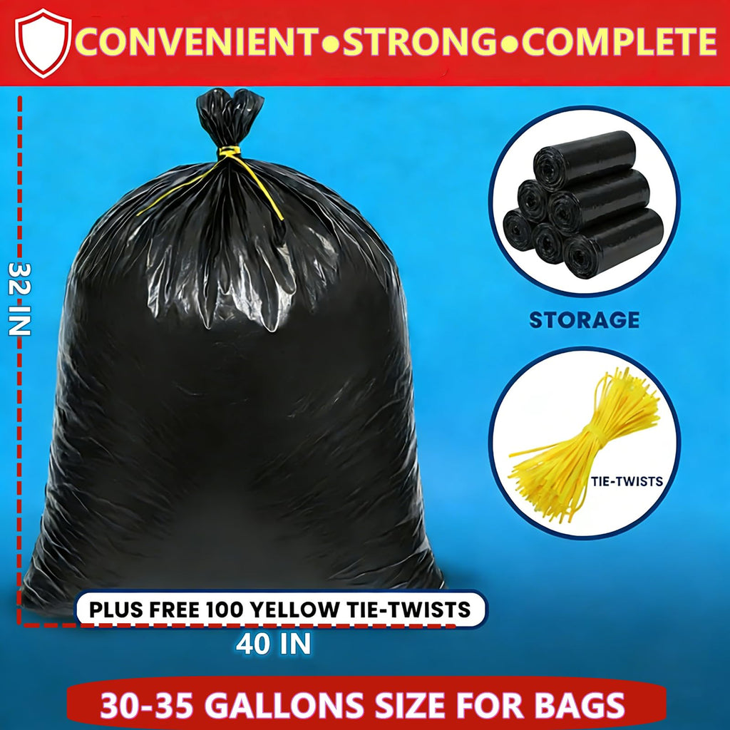 33 Gallon Heavy Duty Trash Bags 110 Count Black Can Liners S5707