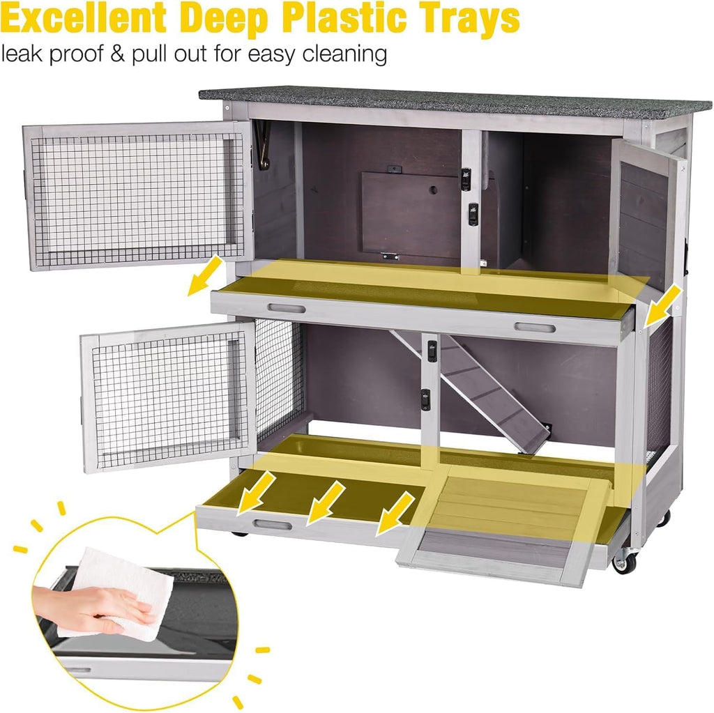 Rabbit Hutch 2 Story Pet House on Wheels K1539